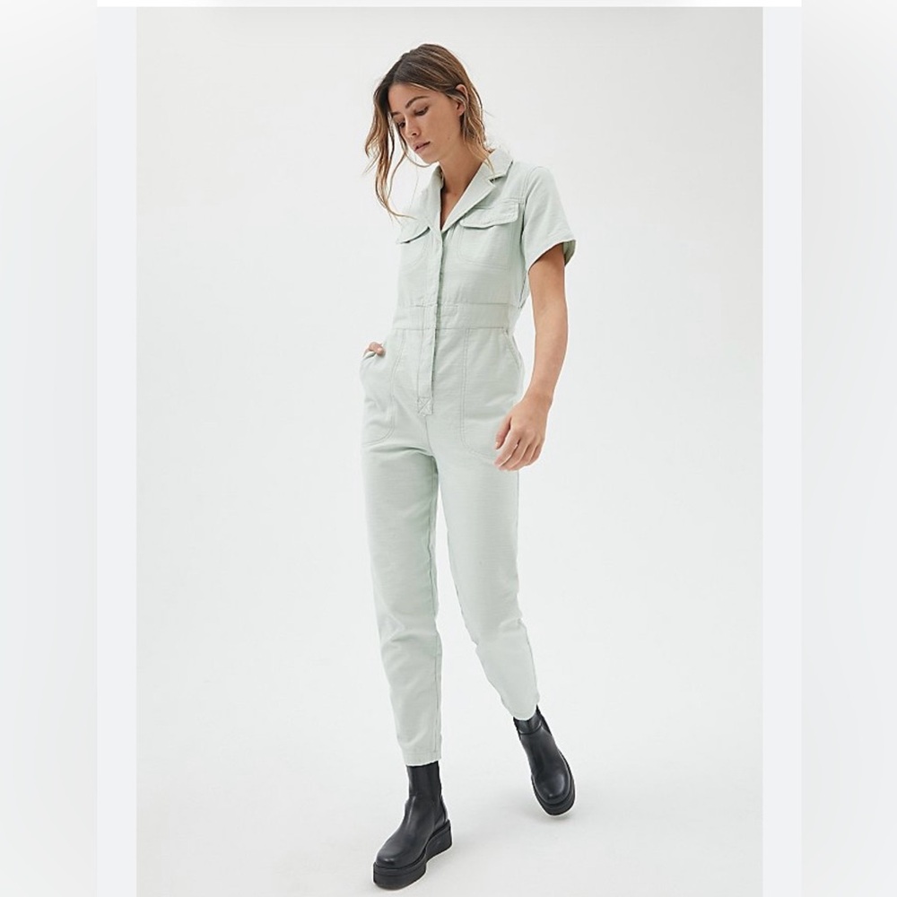 BDG • Womens Mint Green Lizzy Short Sleeve Cotton Twill Coverall Jumpsuit S NWOT